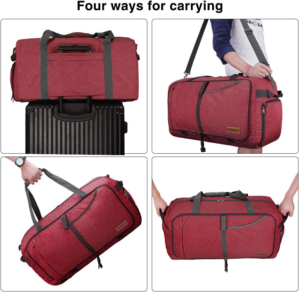 Canway 65L Travel Duffel Bag， Foldable Weekender Bag with Shoes Compartment for Men Women Water-proof & Tear Resistant - Image 5